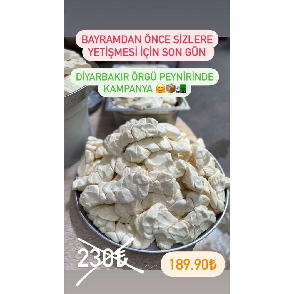 AZ TUZLU DİYARBAKIR İNEK KEÇİ SÜTLÜ ÖRGÜ PEYNİRİ