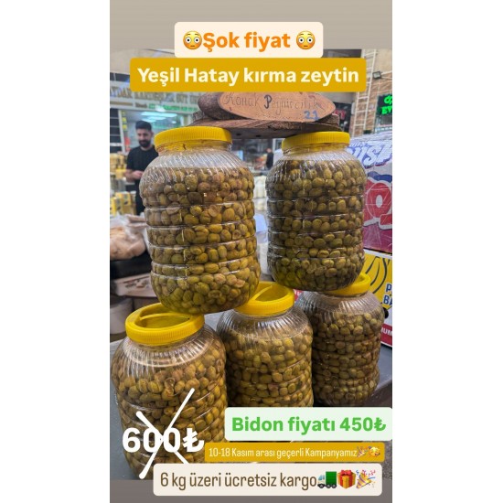 HATAY KIRMA ZEYTİN YENİ SEZON  3 KG NET SUSUZ ZEYTİN ŞOK KAMPANYA TATLANDIRILMIŞ 